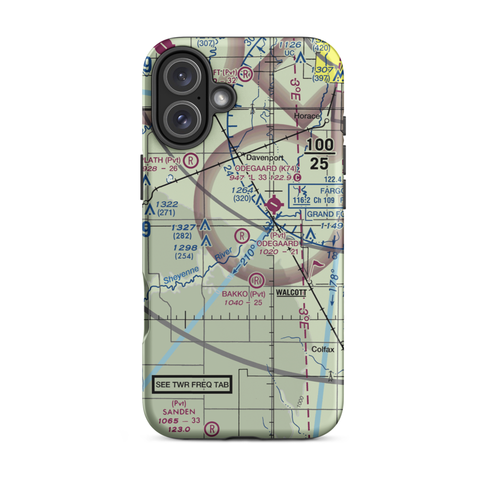 Odegaard Airport (57ND) VFR Sectional  Tough iPhone Case iPhone 16 Plus model shown