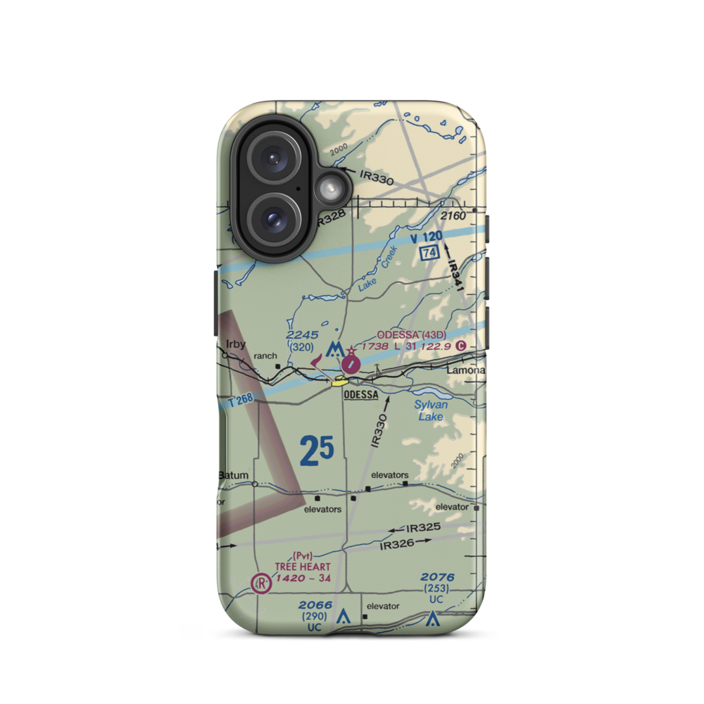 Odessa Municipal Airport (43D) VFR Sectional  Tough iPhone Case iPhone 16 model shown