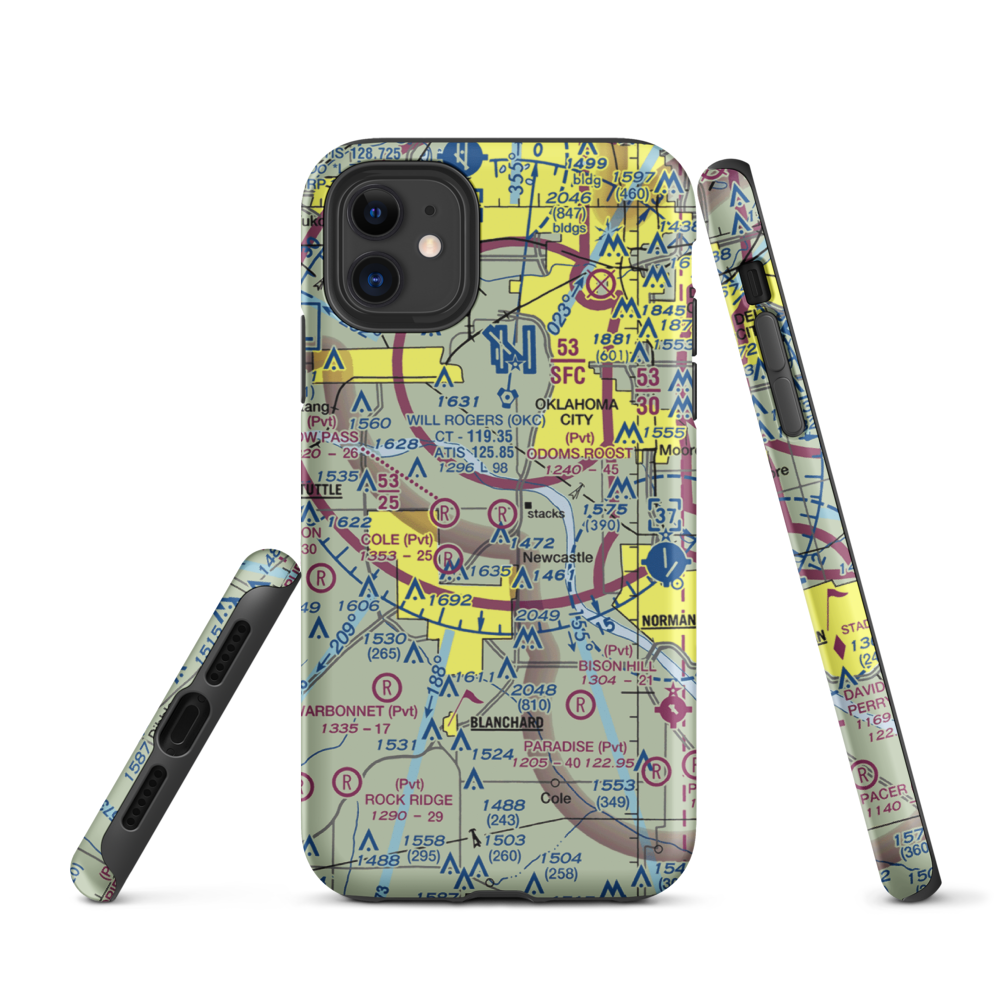 Odom's Roost Airport (76OK) VFR Sectional  Tough iPhone Case iPhone 11 model shown