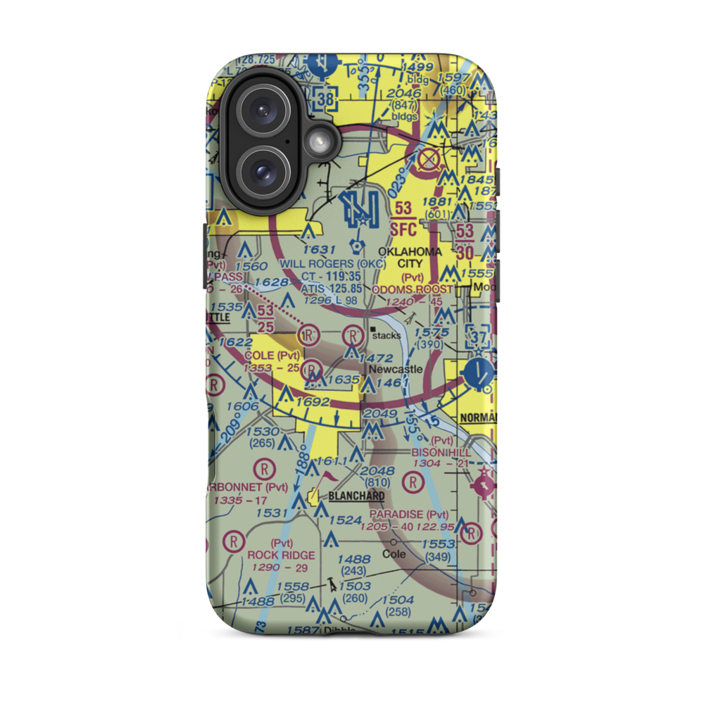Odom's Roost Airport (76OK) VFR Sectional  Tough iPhone Case iPhone 16 Plus model shown
