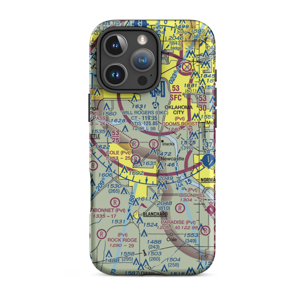 Odom's Roost Airport (76OK) VFR Sectional  Tough iPhone Case iPhone 16 Pro Max model shown