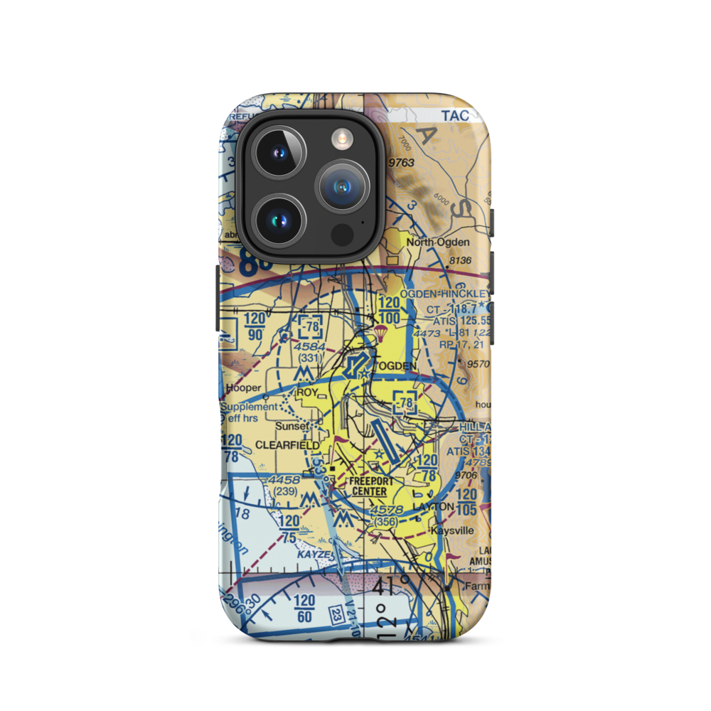 Ogden Hinckley Airport (OGD) VFR Sectional  Tough iPhone Case iPhone 16 Pro model shown