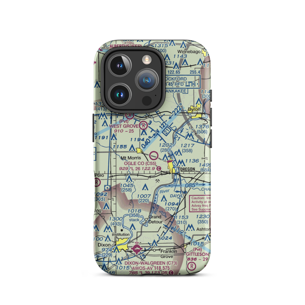Ogle County Airport (C55) VFR Sectional  Tough iPhone Case iPhone 16 Pro model shown