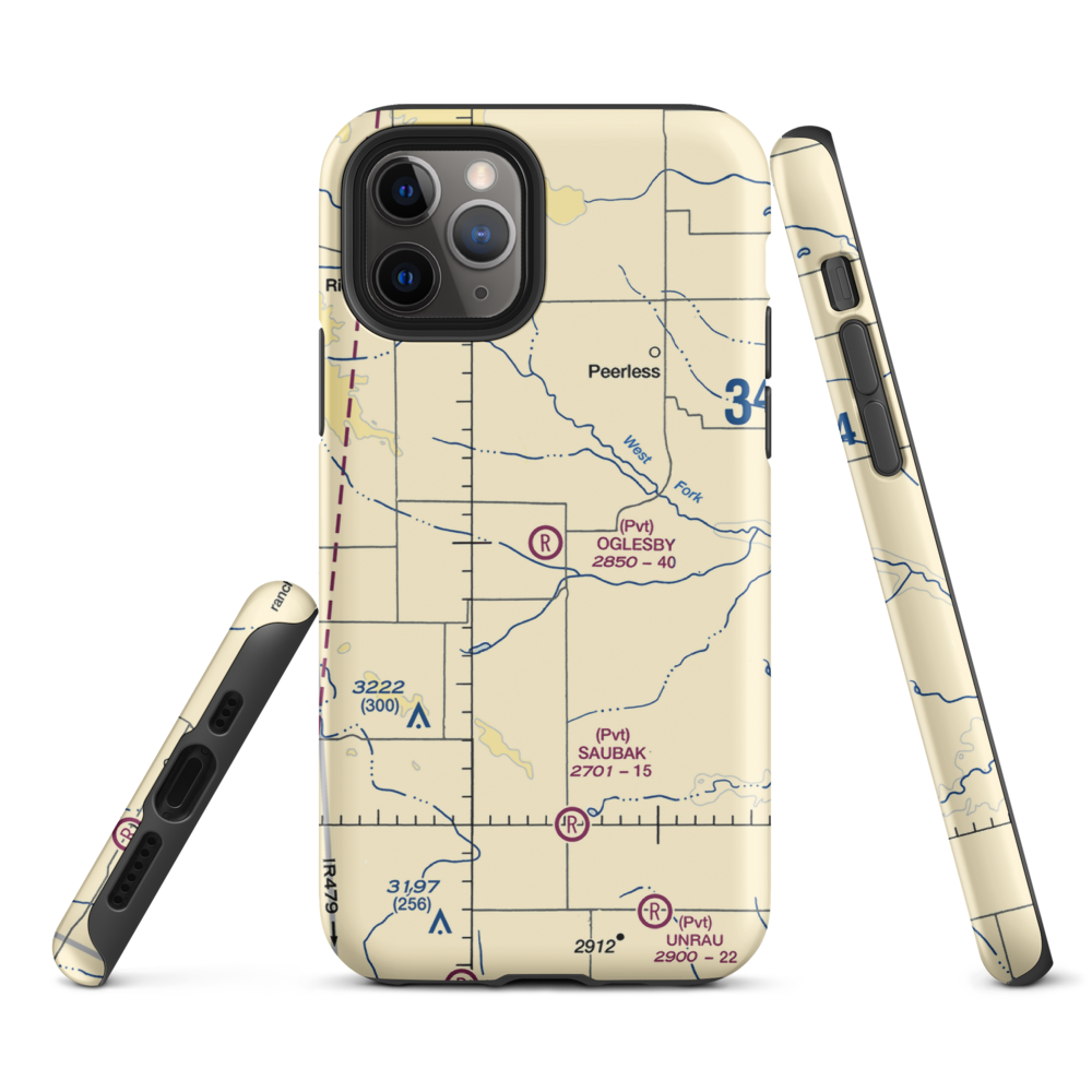 Oglesby Farms Inc Airport (MT87) VFR Sectional  Tough iPhone Case iPhone 11 Pro model shown