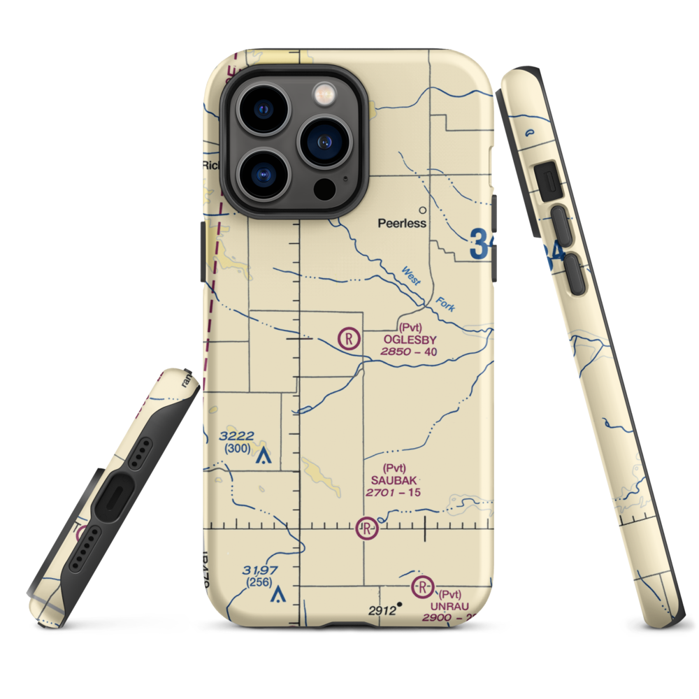 Oglesby Farms Inc Airport (MT87) VFR Sectional  Tough iPhone Case iPhone 14 Pro Max model shown