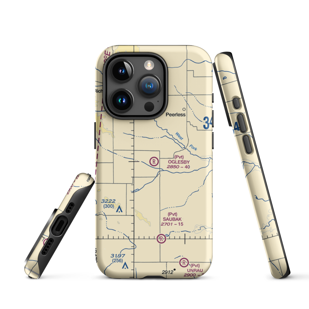 Oglesby Farms Inc Airport (MT87) VFR Sectional  Tough iPhone Case iPhone 15 Pro model shown