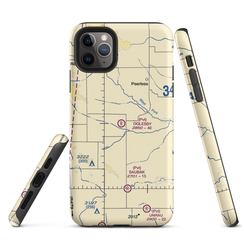 Oglesby Farms Inc Airport (MT87) VFR Sectional  Tough iPhone Case iPhone 11 Pro Max model shown