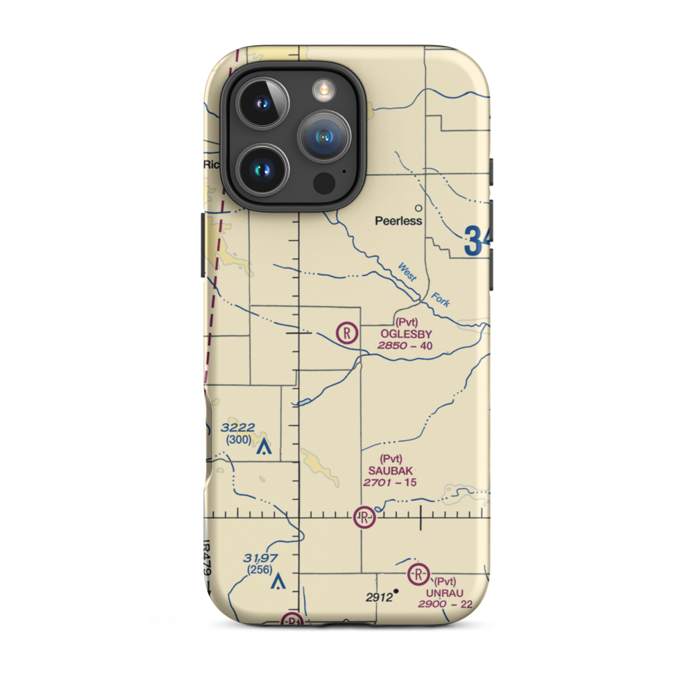 Oglesby Farms Inc Airport (MT87) VFR Sectional  Tough iPhone Case iPhone 16 Pro Max model shown