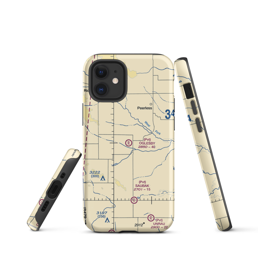 Oglesby Farms Inc Airport (MT87) VFR Sectional  Tough iPhone Case iPhone 12 mini model shown