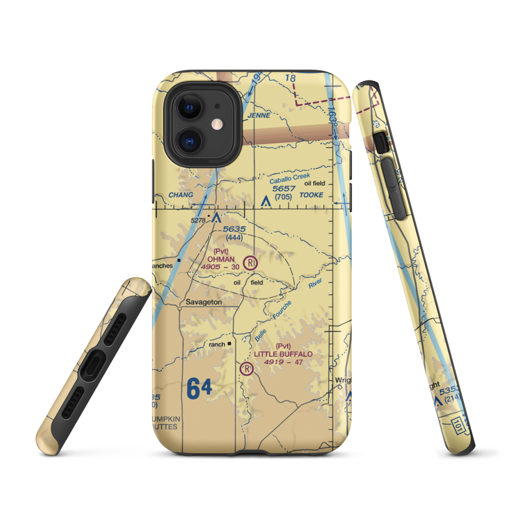 Ohman Ranch Airport (WY12) VFR Sectional  Tough iPhone Case iPhone 11 model shown