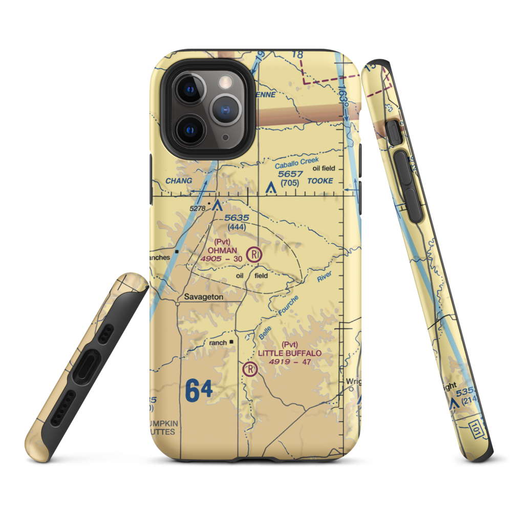 Ohman Ranch Airport (WY12) VFR Sectional  Tough iPhone Case iPhone 11 Pro model shown