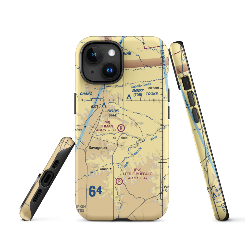 Ohman Ranch Airport (WY12) VFR Sectional  Tough iPhone Case iPhone 15 model shown