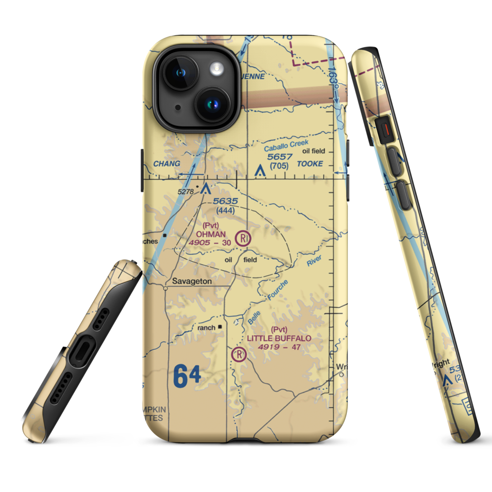 Ohman Ranch Airport (WY12) VFR Sectional  Tough iPhone Case iPhone 15 Plus model shown