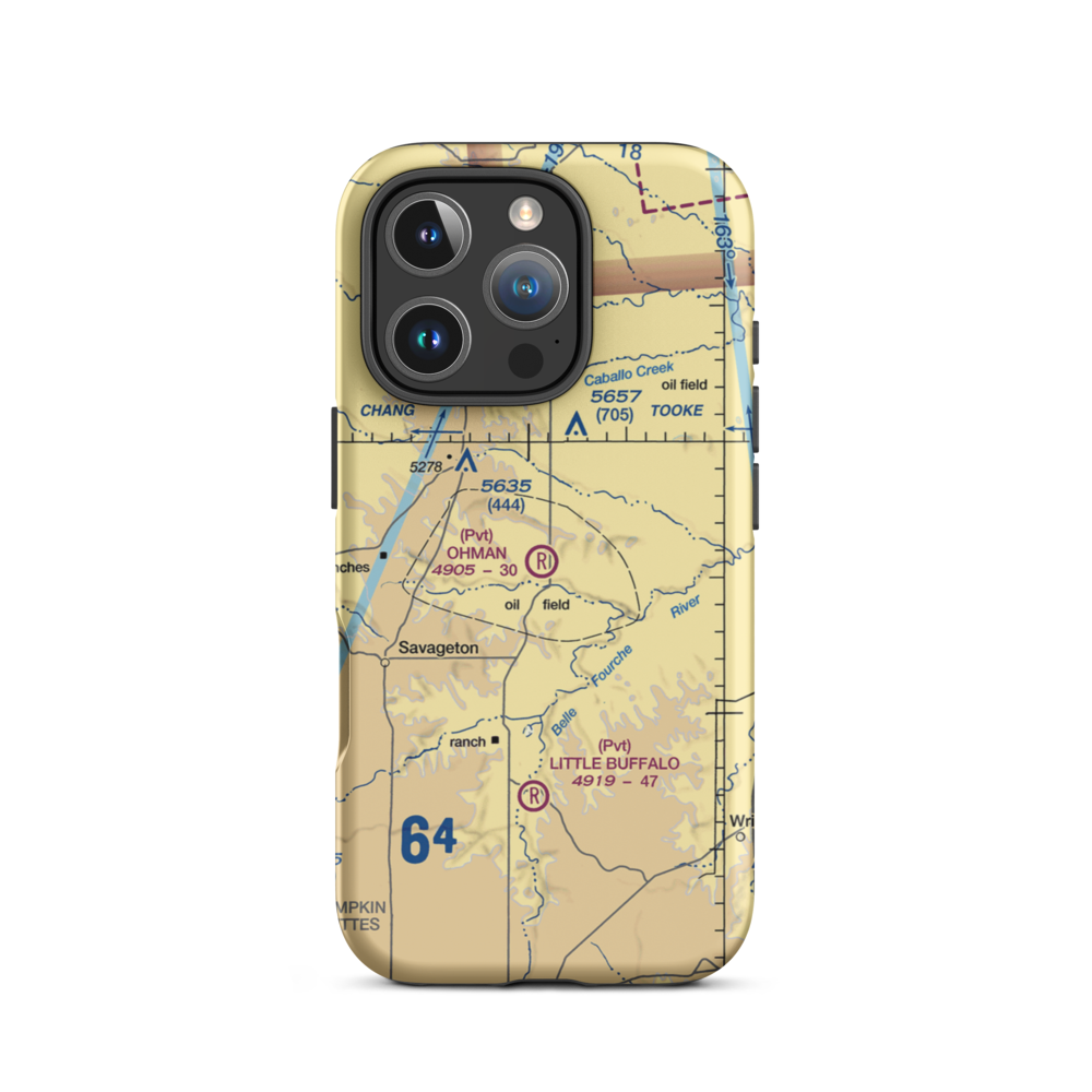 Ohman Ranch Airport (WY12) VFR Sectional  Tough iPhone Case iPhone 16 Pro model shown