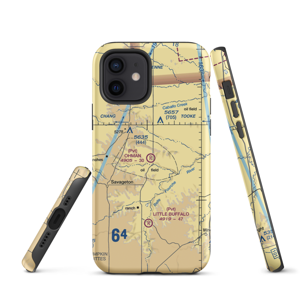 Ohman Ranch Airport (WY12) VFR Sectional  Tough iPhone Case iPhone 12 model shown