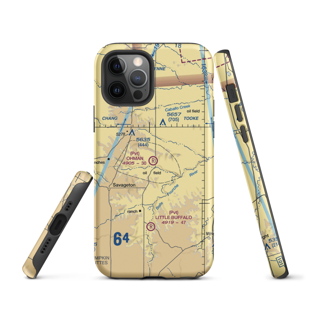 Ohman Ranch Airport (WY12) VFR Sectional  Tough iPhone Case iPhone 12 Pro model shown