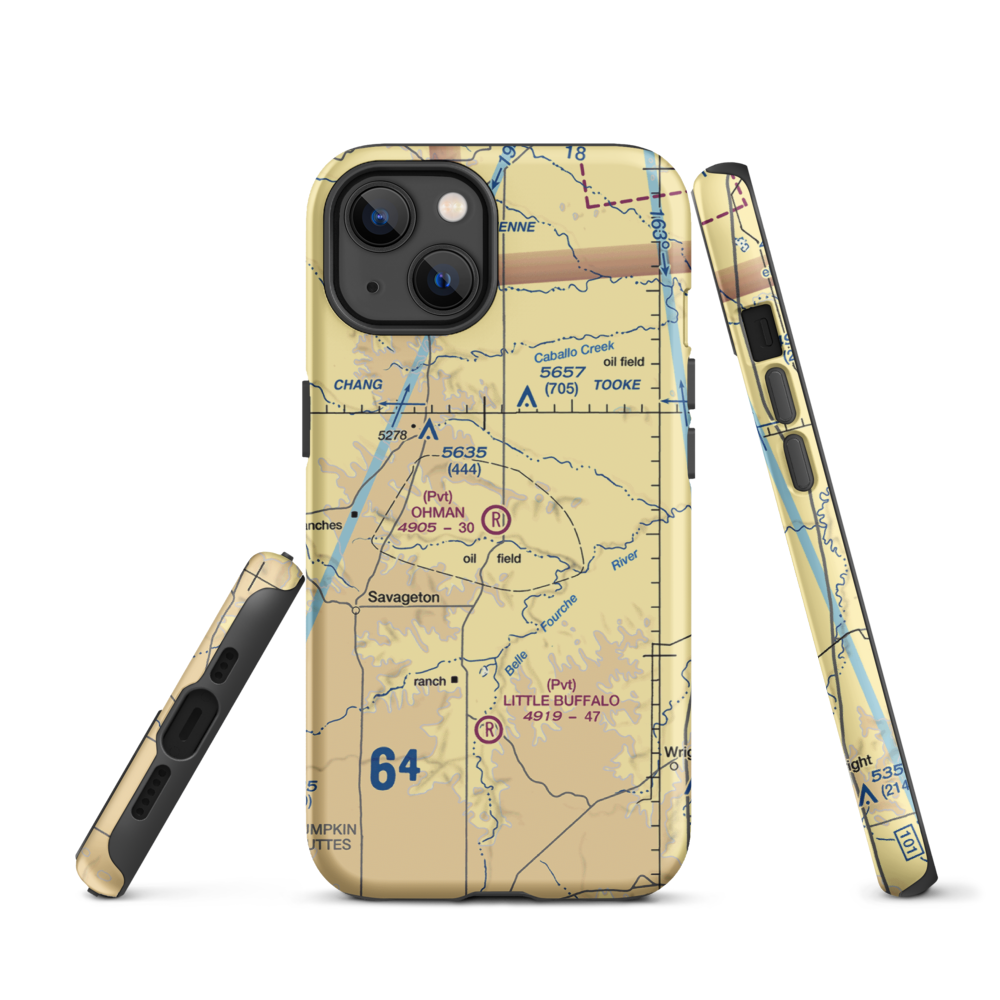 Ohman Ranch Airport (WY12) VFR Sectional  Tough iPhone Case iPhone 13 model shown