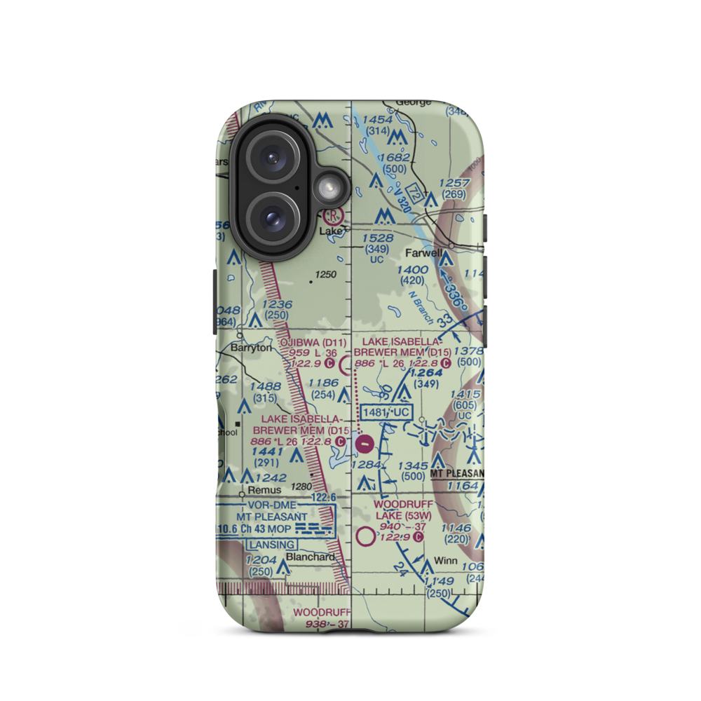 Ojibwa Airpark (D11) VFR Sectional  Tough iPhone Case iPhone 16 model shown