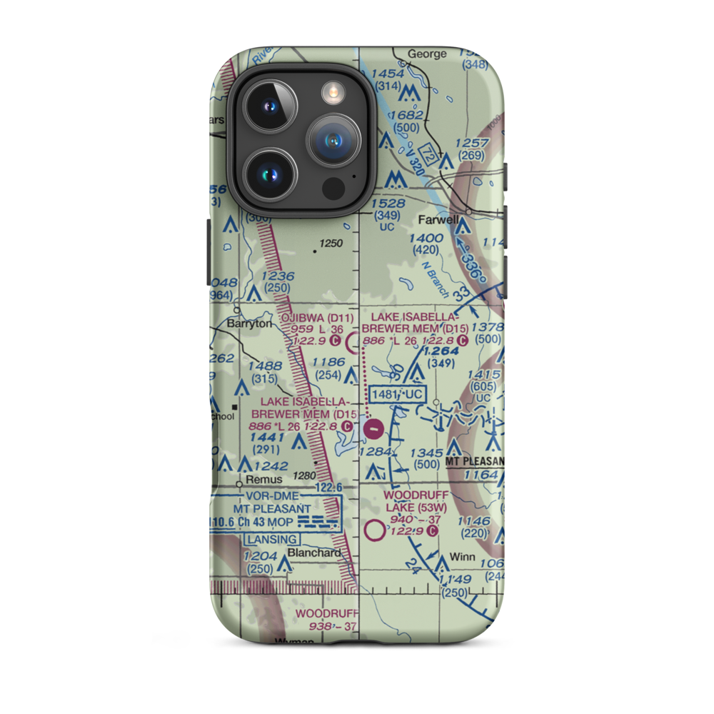 Ojibwa Airpark (D11) VFR Sectional  Tough iPhone Case iPhone 16 Pro Max model shown