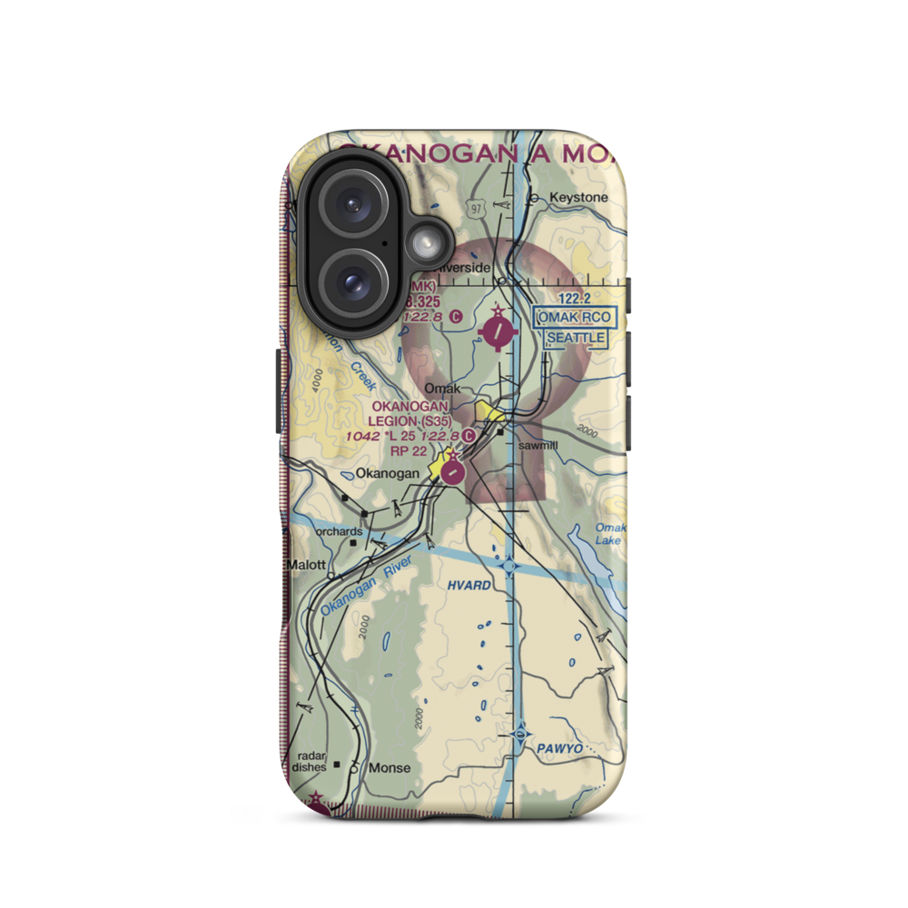 Okanogan Legion Airport (S35) VFR Sectional  Tough iPhone Case iPhone 16 model shown