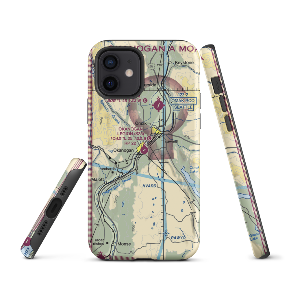 Okanogan Legion Airport (S35) VFR Sectional  Tough iPhone Case iPhone 12 model shown