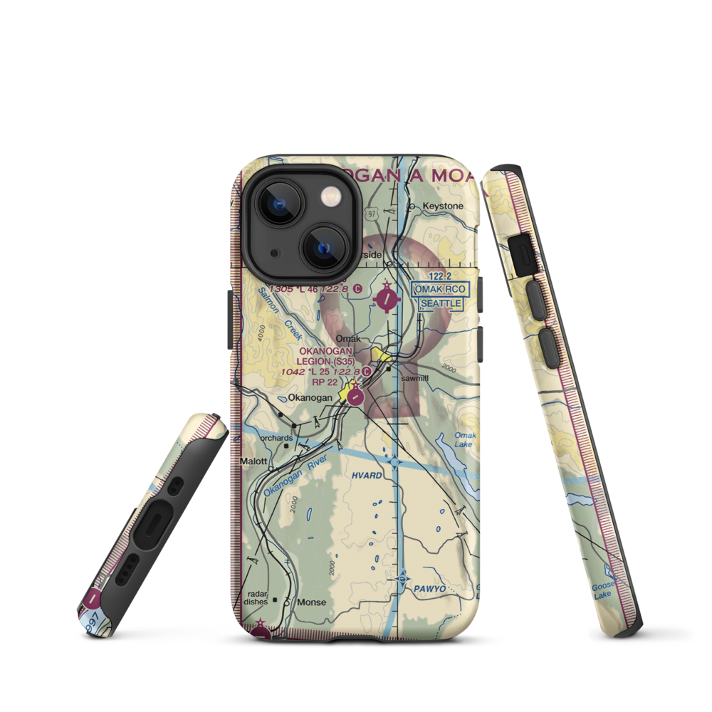 Okanogan Legion Airport (S35) VFR Sectional  Tough iPhone Case iPhone 13 mini model shown