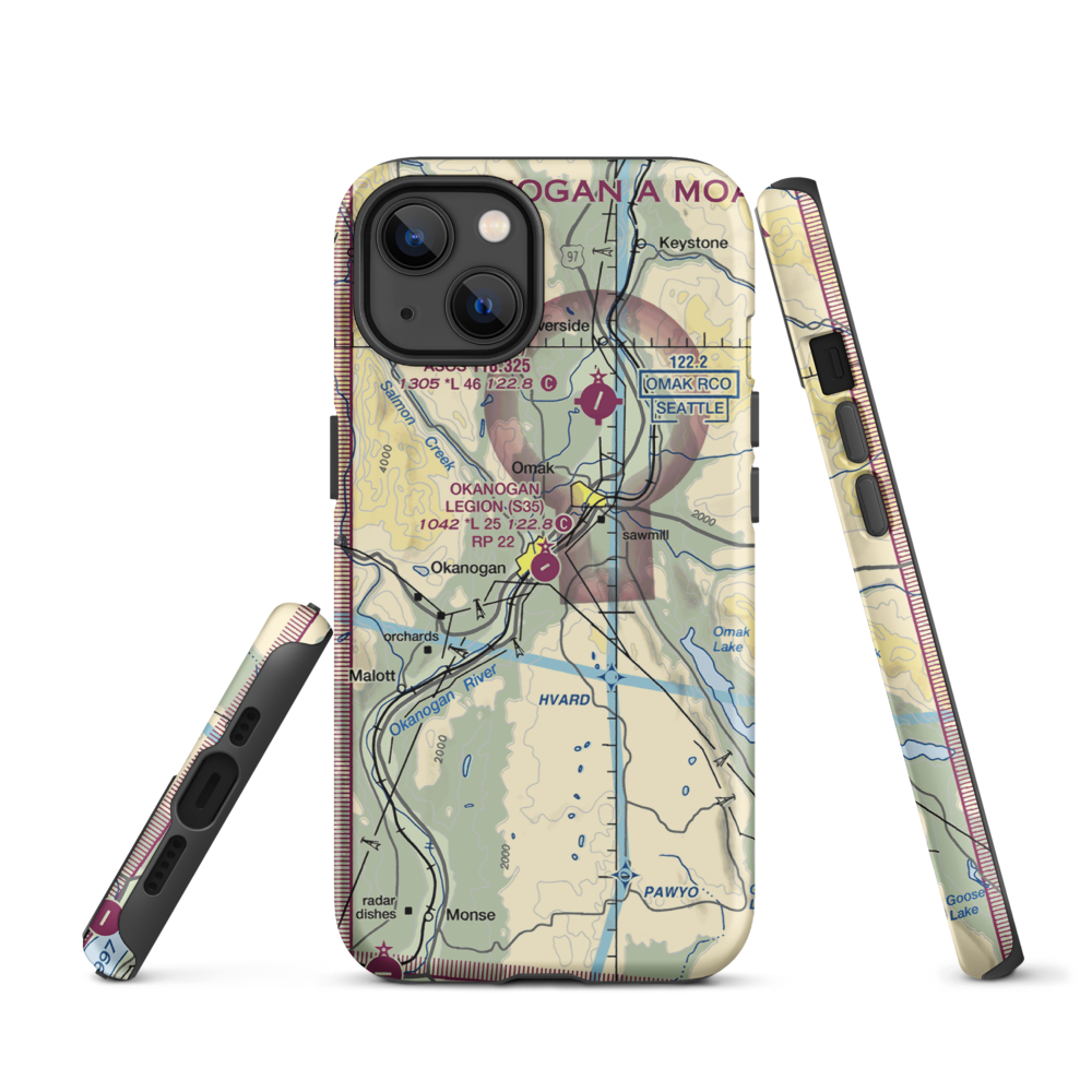 Okanogan Legion Airport (S35) VFR Sectional  Tough iPhone Case iPhone 13 model shown