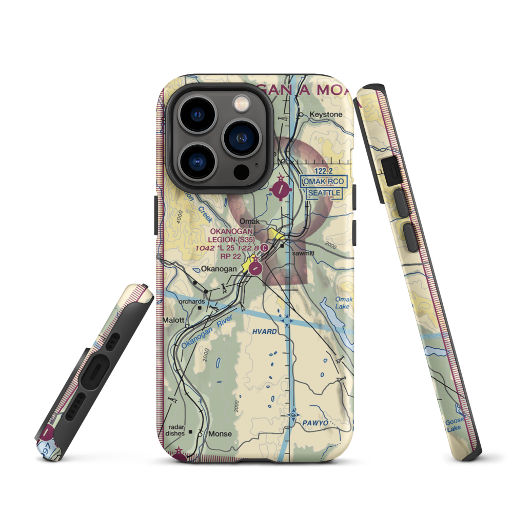 Okanogan Legion Airport (S35) VFR Sectional  Tough iPhone Case iPhone 13 Pro model shown