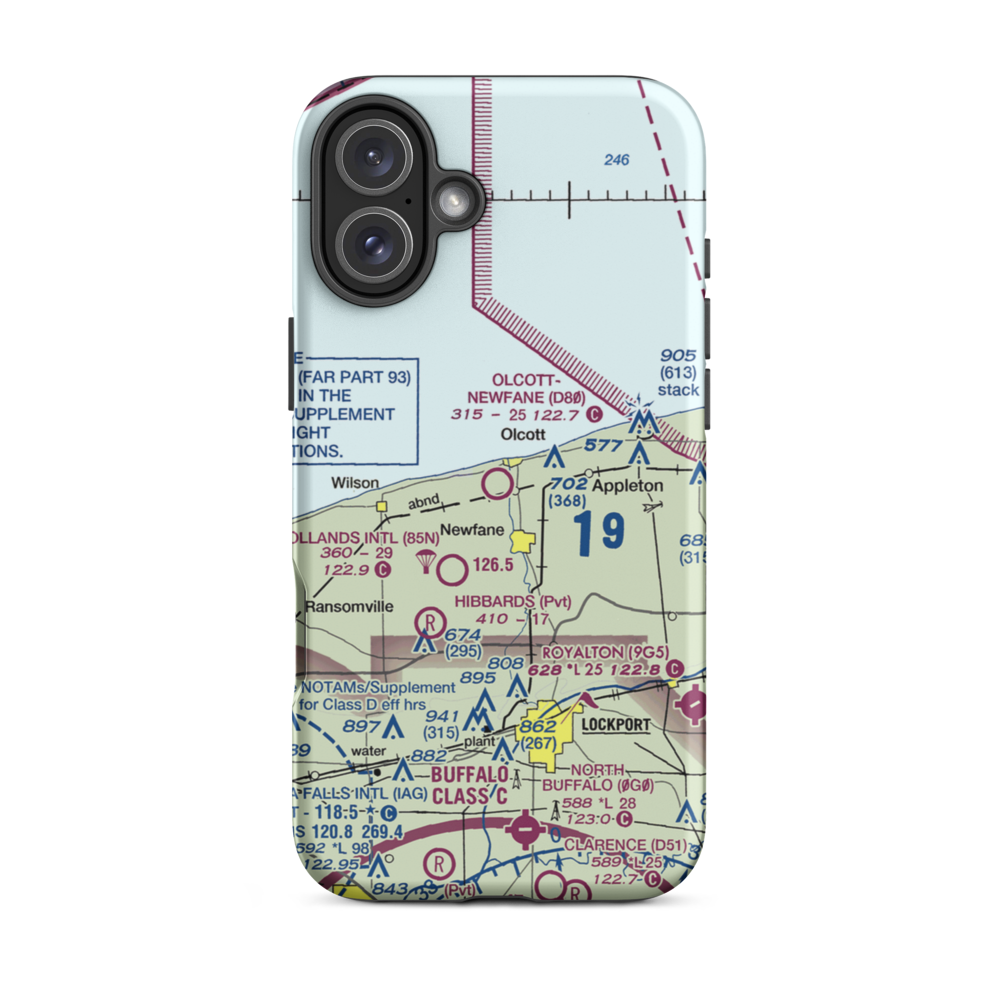 Olcott-Newfane Airport (D80) VFR Sectional  Tough iPhone Case iPhone 16 Plus model shown