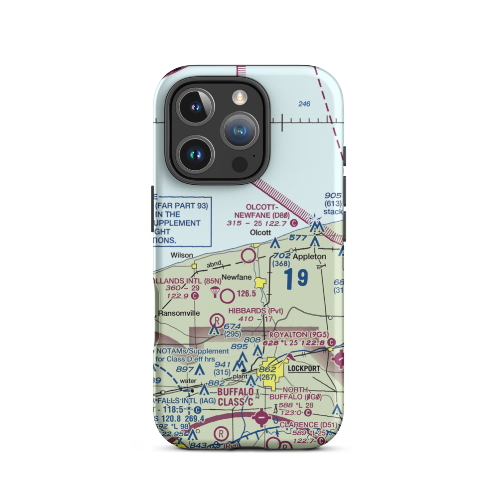 Olcott-Newfane Airport (D80) VFR Sectional  Tough iPhone Case iPhone 16 Pro model shown