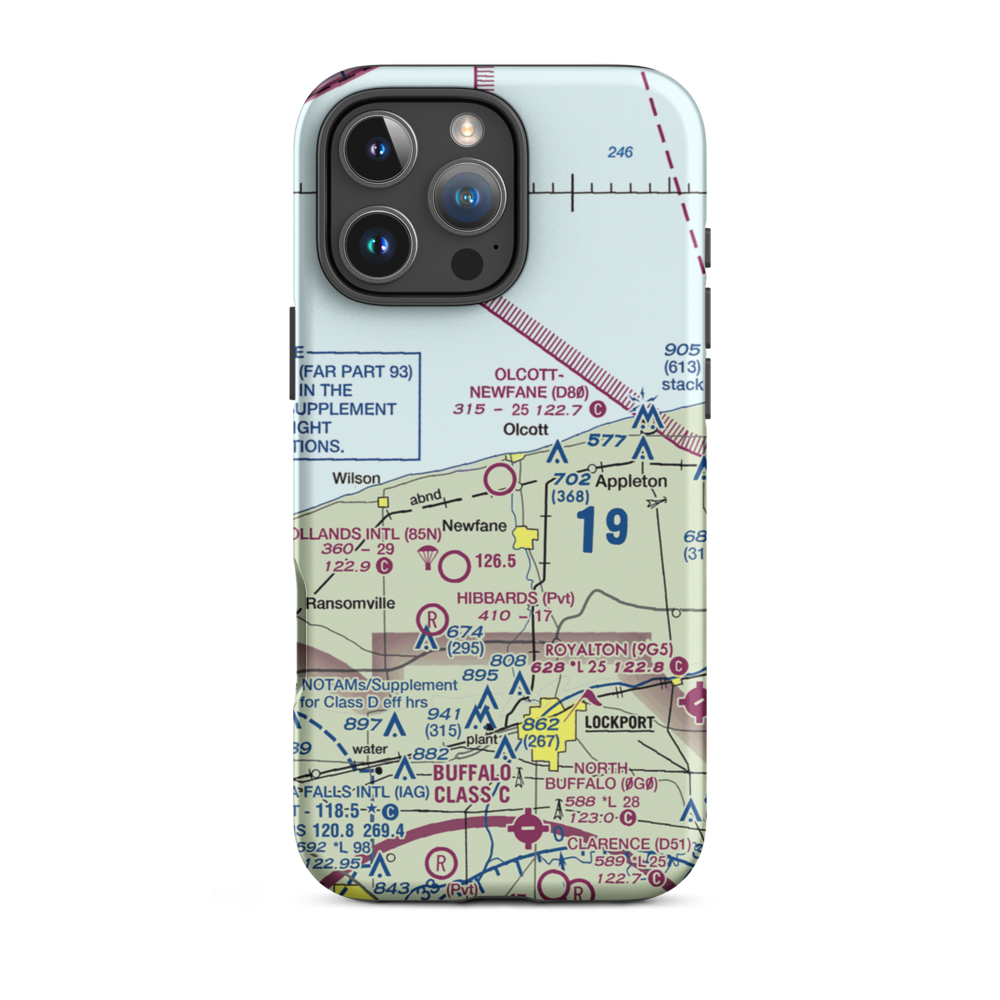 Olcott-Newfane Airport (D80) VFR Sectional  Tough iPhone Case iPhone 16 Pro Max model shown