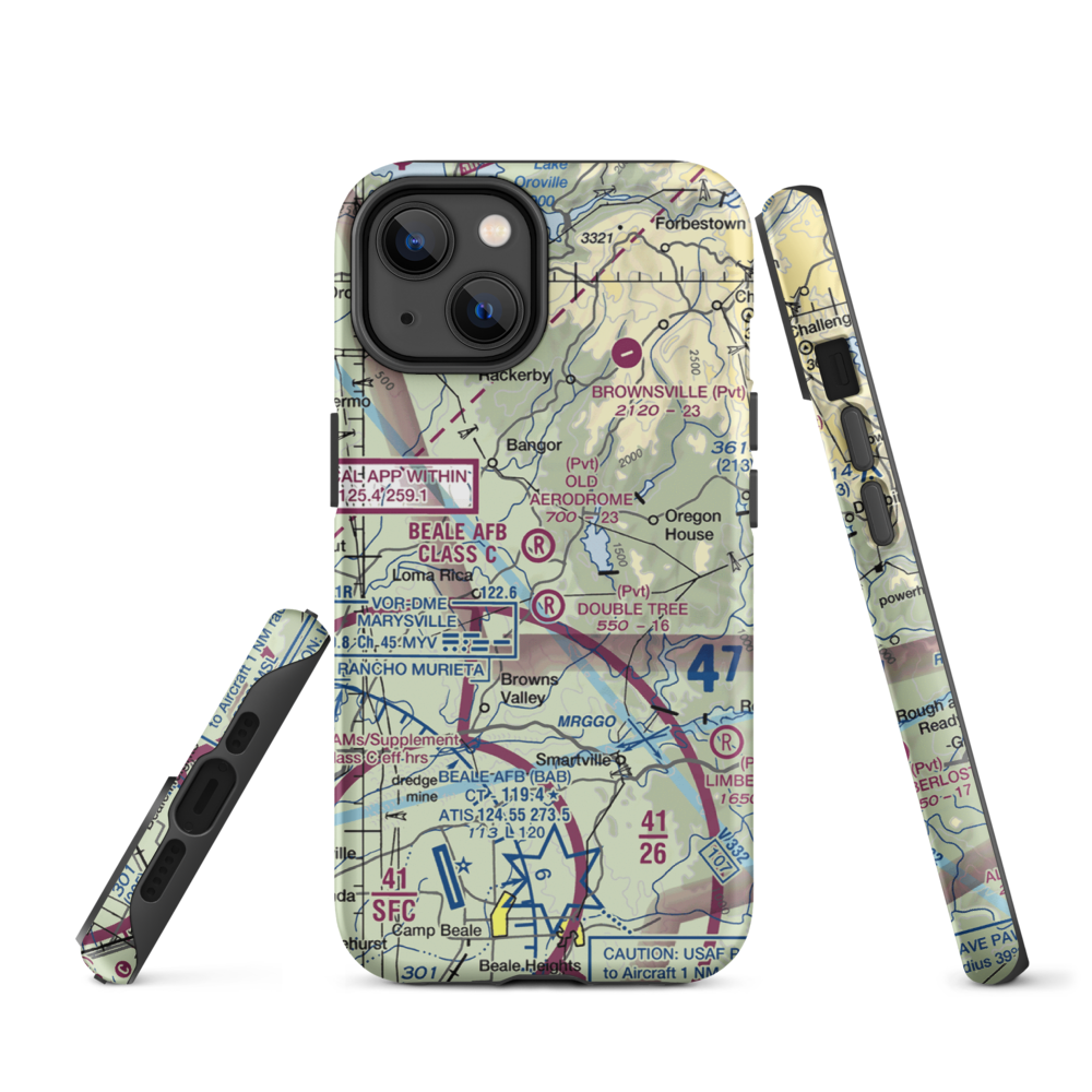 Old Aerodrome (9CL7) VFR Sectional  Tough iPhone Case iPhone 14 model shown