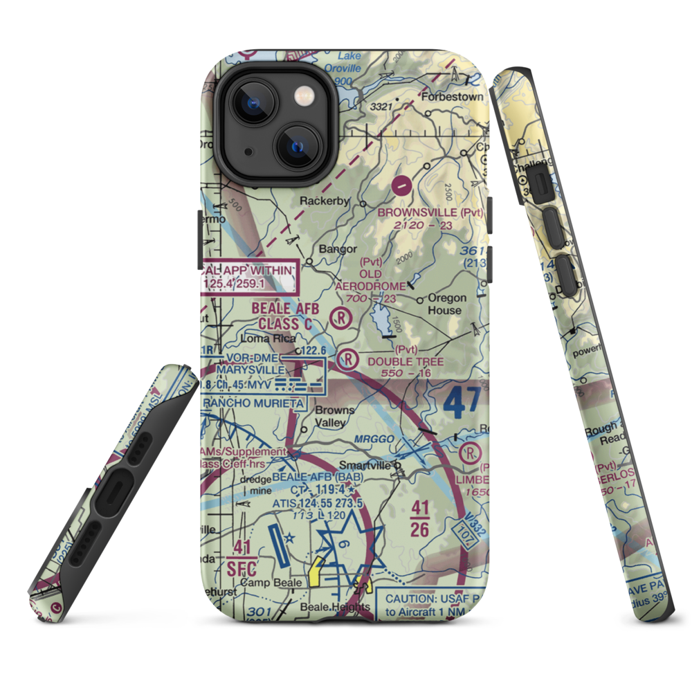 Old Aerodrome (9CL7) VFR Sectional  Tough iPhone Case iPhone 14 Plus model shown