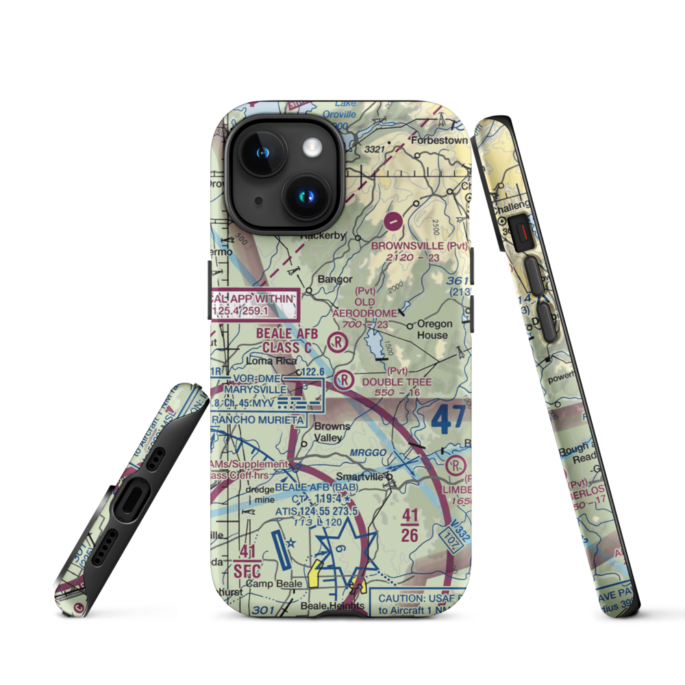 Old Aerodrome (9CL7) VFR Sectional  Tough iPhone Case iPhone 15 model shown