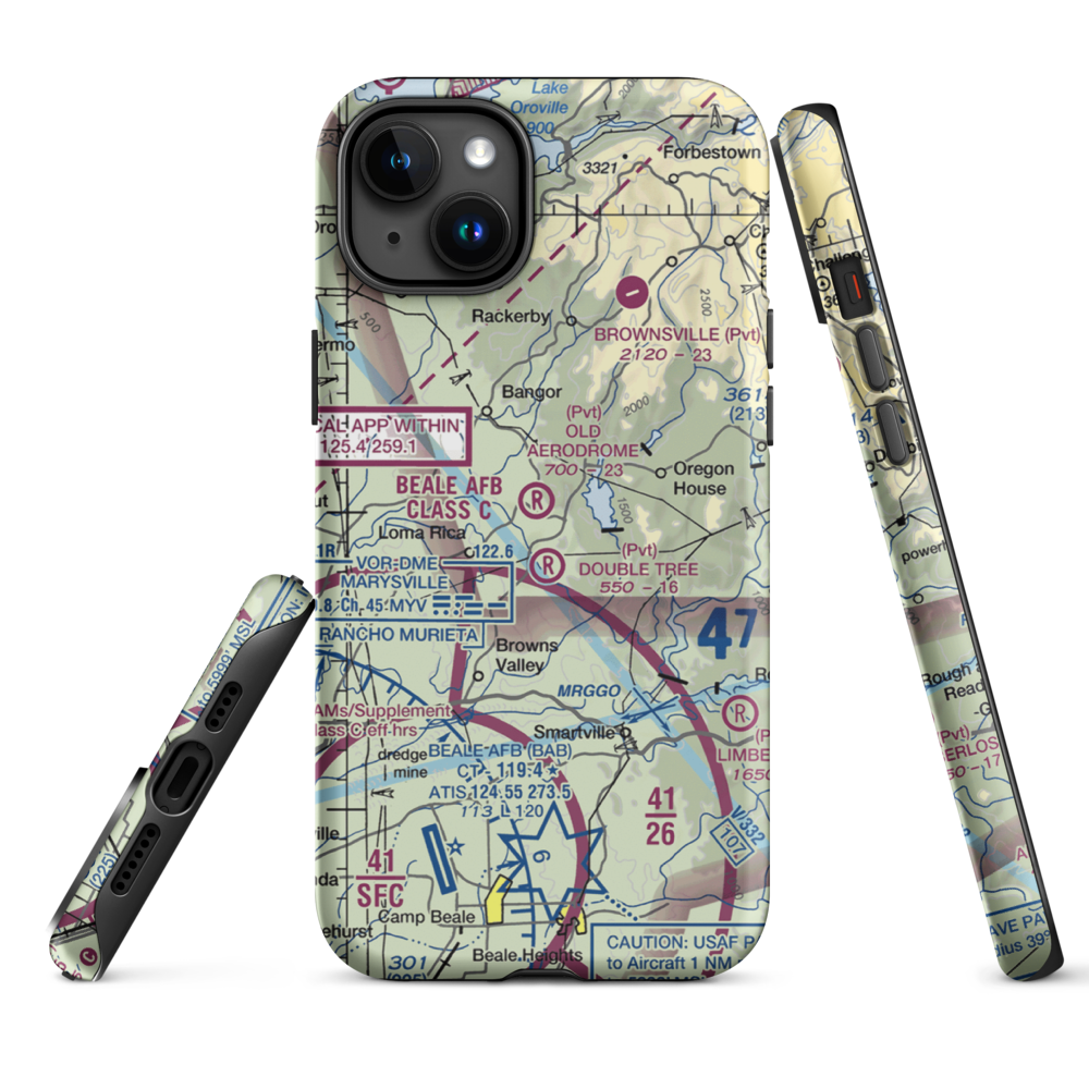 Old Aerodrome (9CL7) VFR Sectional  Tough iPhone Case iPhone 15 Plus model shown
