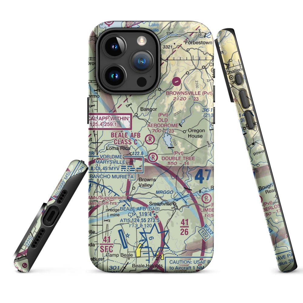 Old Aerodrome (9CL7) VFR Sectional  Tough iPhone Case iPhone 15 Pro Max model shown