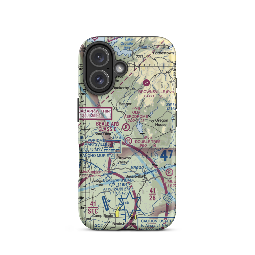 Old Aerodrome (9CL7) VFR Sectional  Tough iPhone Case iPhone 16 model shown