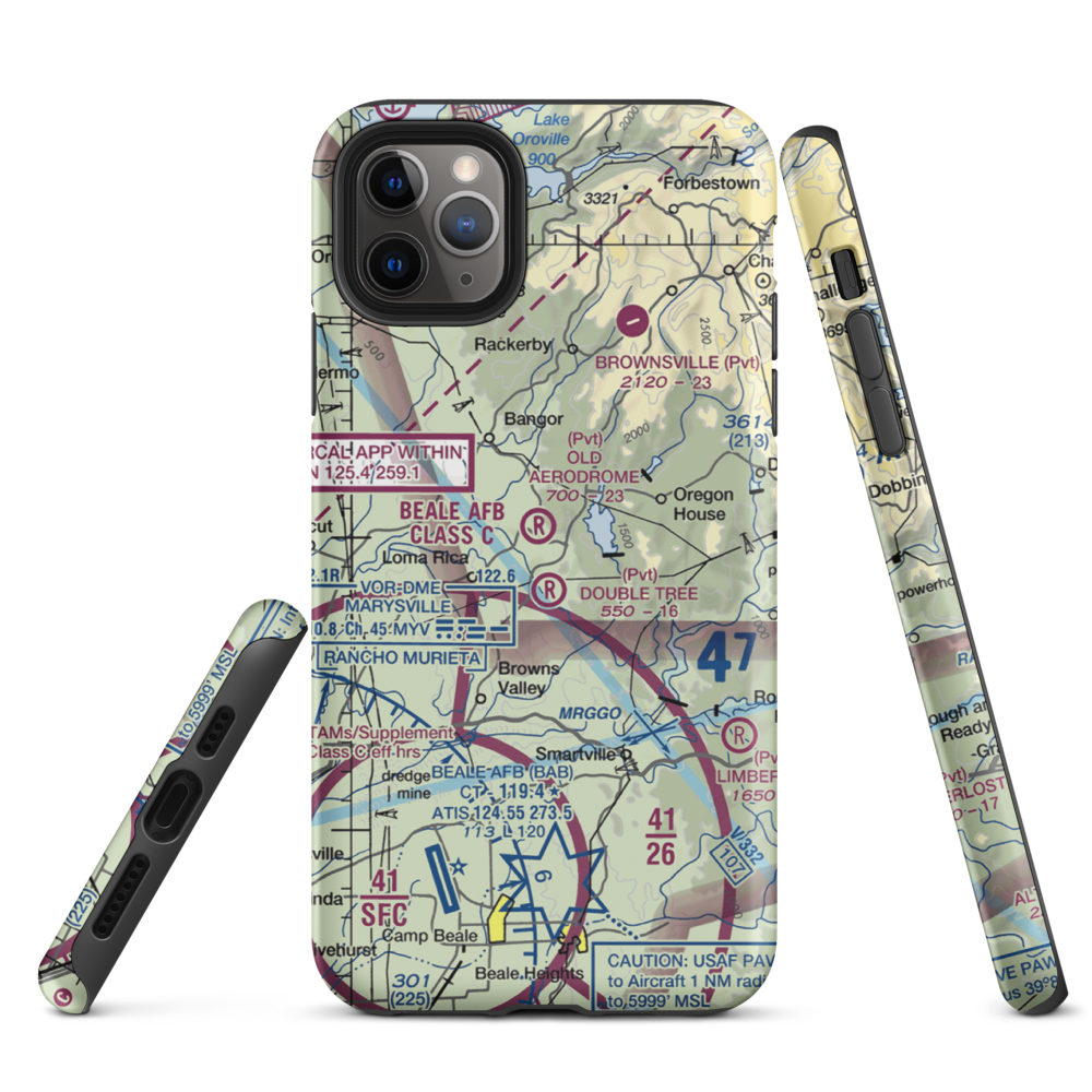 Old Aerodrome (9CL7) VFR Sectional  Tough iPhone Case iPhone 11 Pro Max model shown