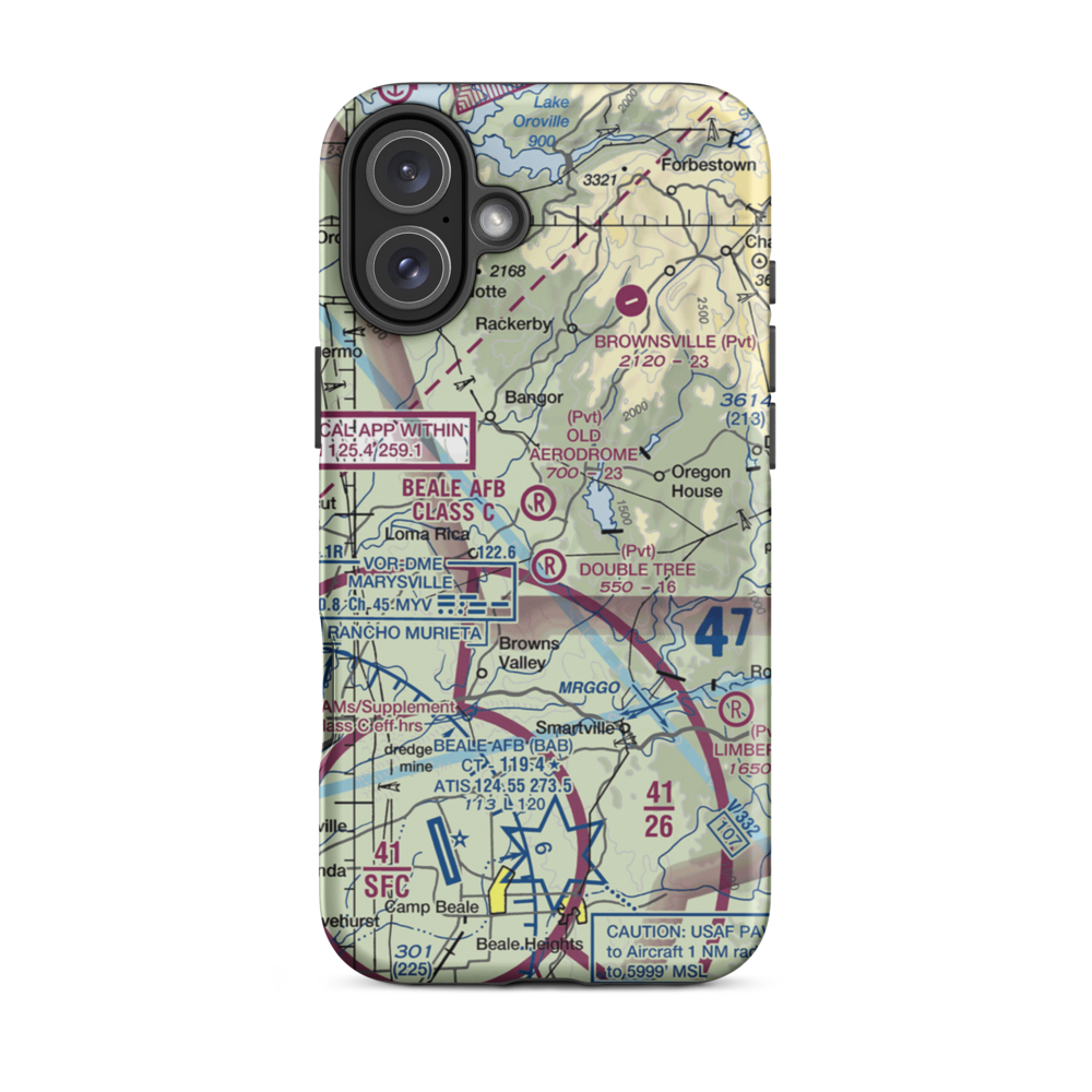 Old Aerodrome (9CL7) VFR Sectional  Tough iPhone Case iPhone 16 Plus model shown