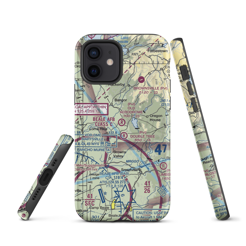 Old Aerodrome (9CL7) VFR Sectional  Tough iPhone Case iPhone 12 model shown