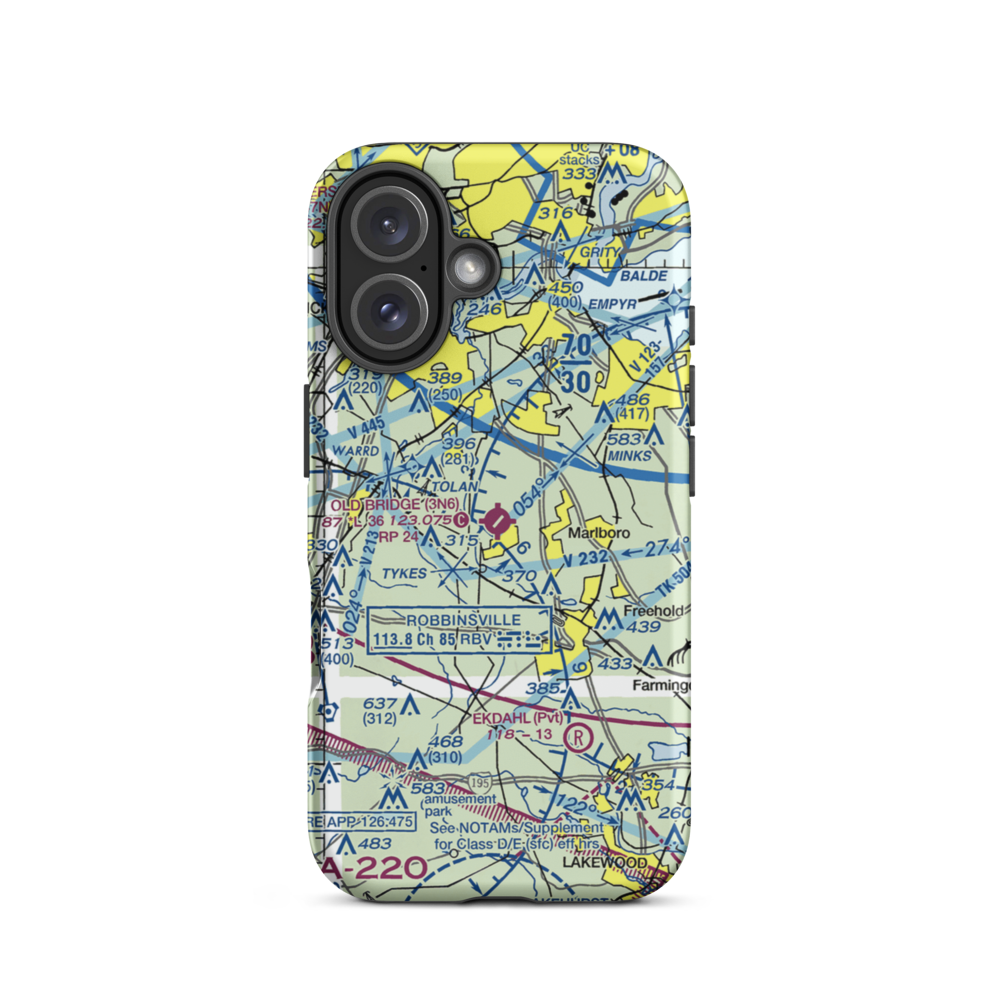 Old Bridge Airport (3N6) VFR Sectional  Tough iPhone Case iPhone 16 model shown