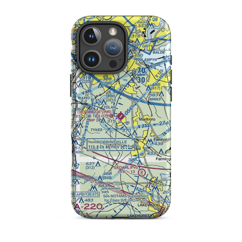 Old Bridge Airport (3N6) VFR Sectional  Tough iPhone Case iPhone 16 Pro Max model shown