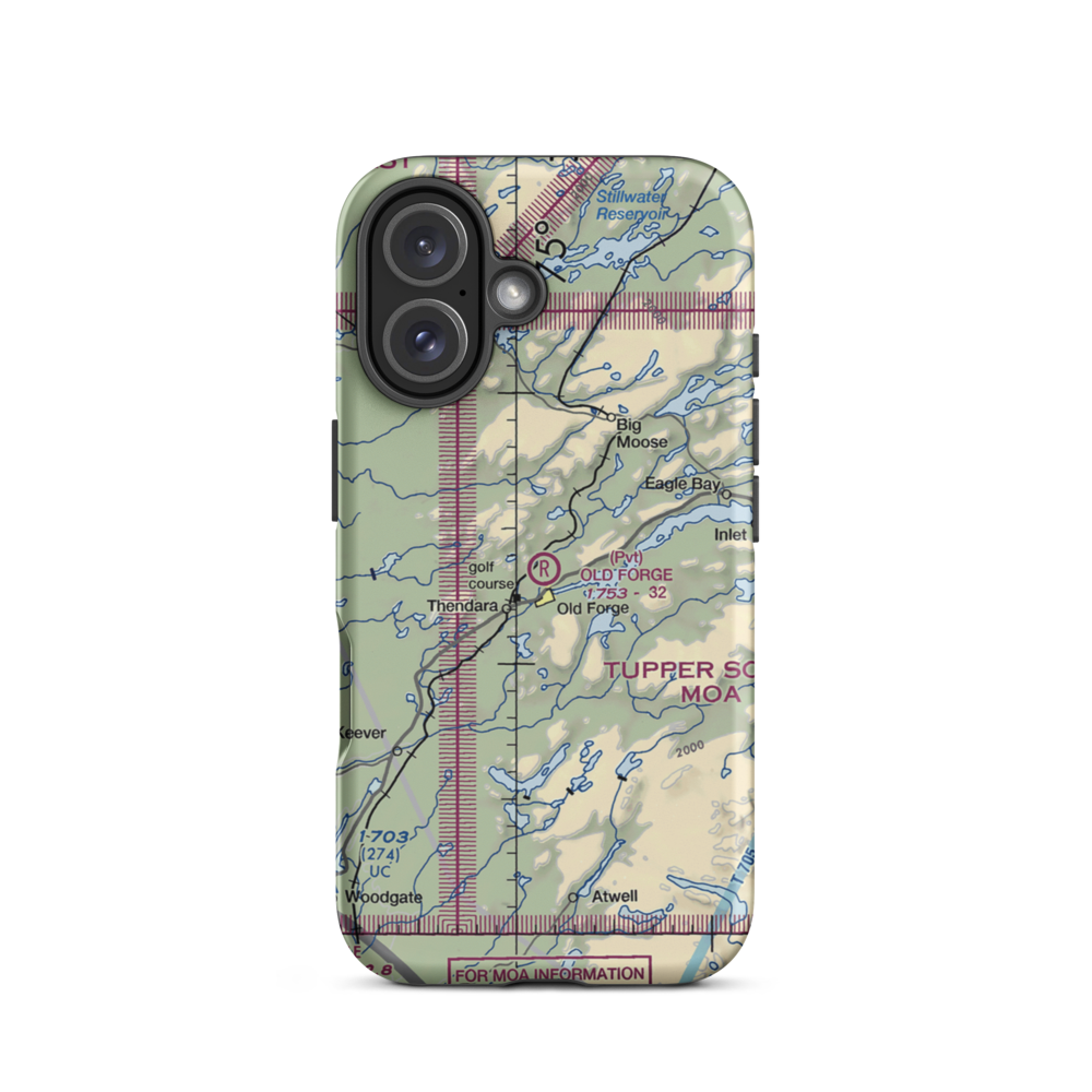 Old Forge Airport (NK26) VFR Sectional  Tough iPhone Case iPhone 16 model shown