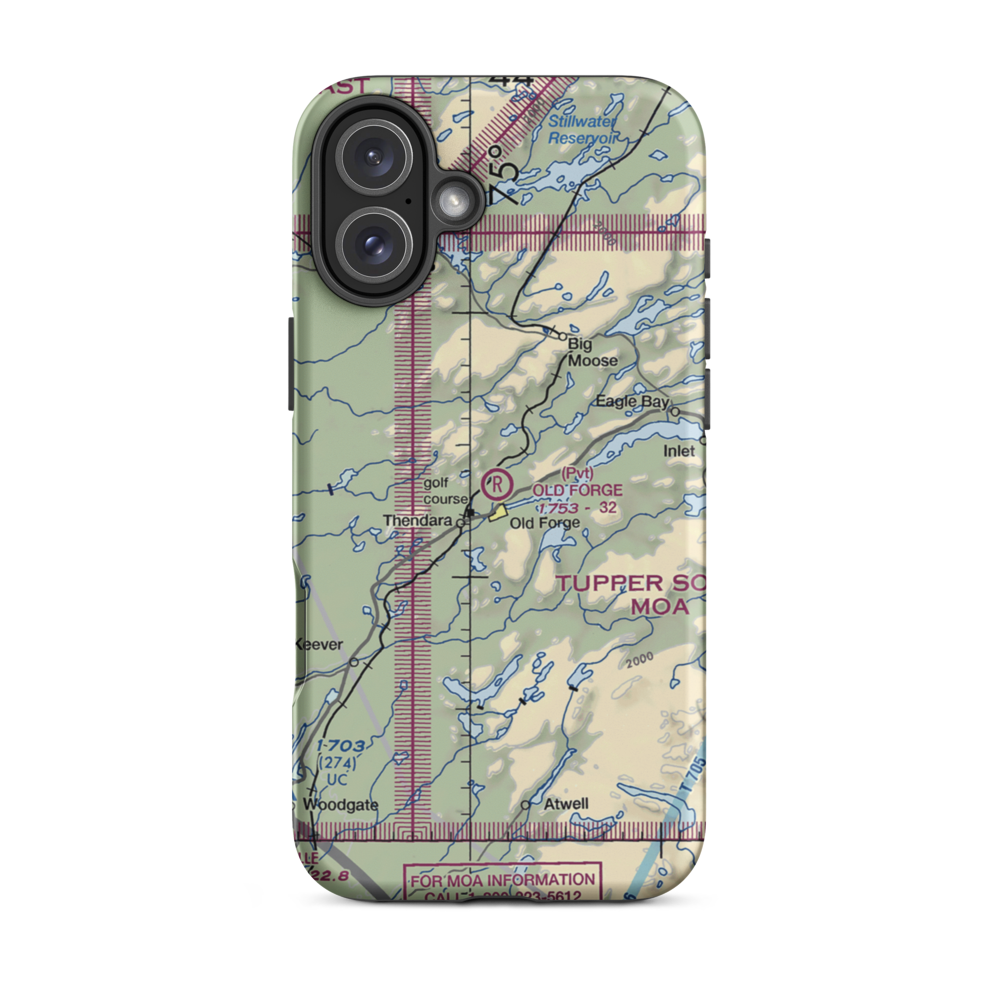 Old Forge Airport (NK26) VFR Sectional  Tough iPhone Case iPhone 16 Plus model shown