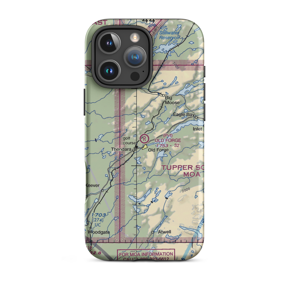 Old Forge Airport (NK26) VFR Sectional  Tough iPhone Case iPhone 16 Pro Max model shown