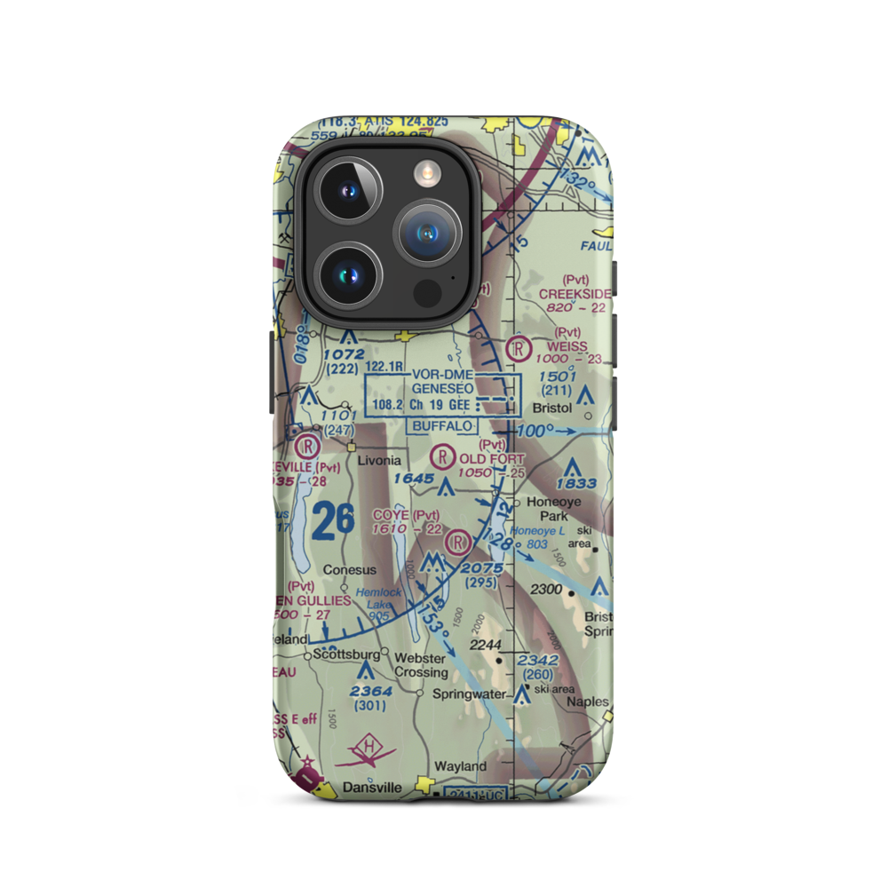 Old Fort Farm Airport (50NY) VFR Sectional  Tough iPhone Case iPhone 16 Pro model shown