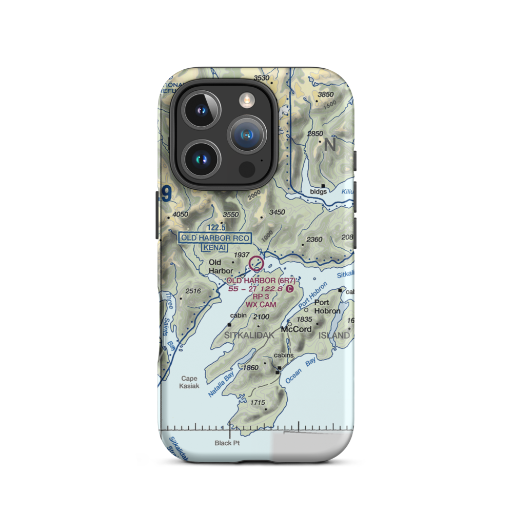 Old Harbor Airport (6R7) VFR Sectional  Tough iPhone Case iPhone 16 Pro model shown