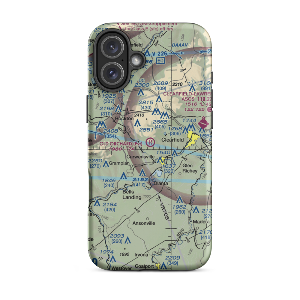 Old Orchard Airport (0PS4) VFR Sectional  Tough iPhone Case iPhone 16 Plus model shown