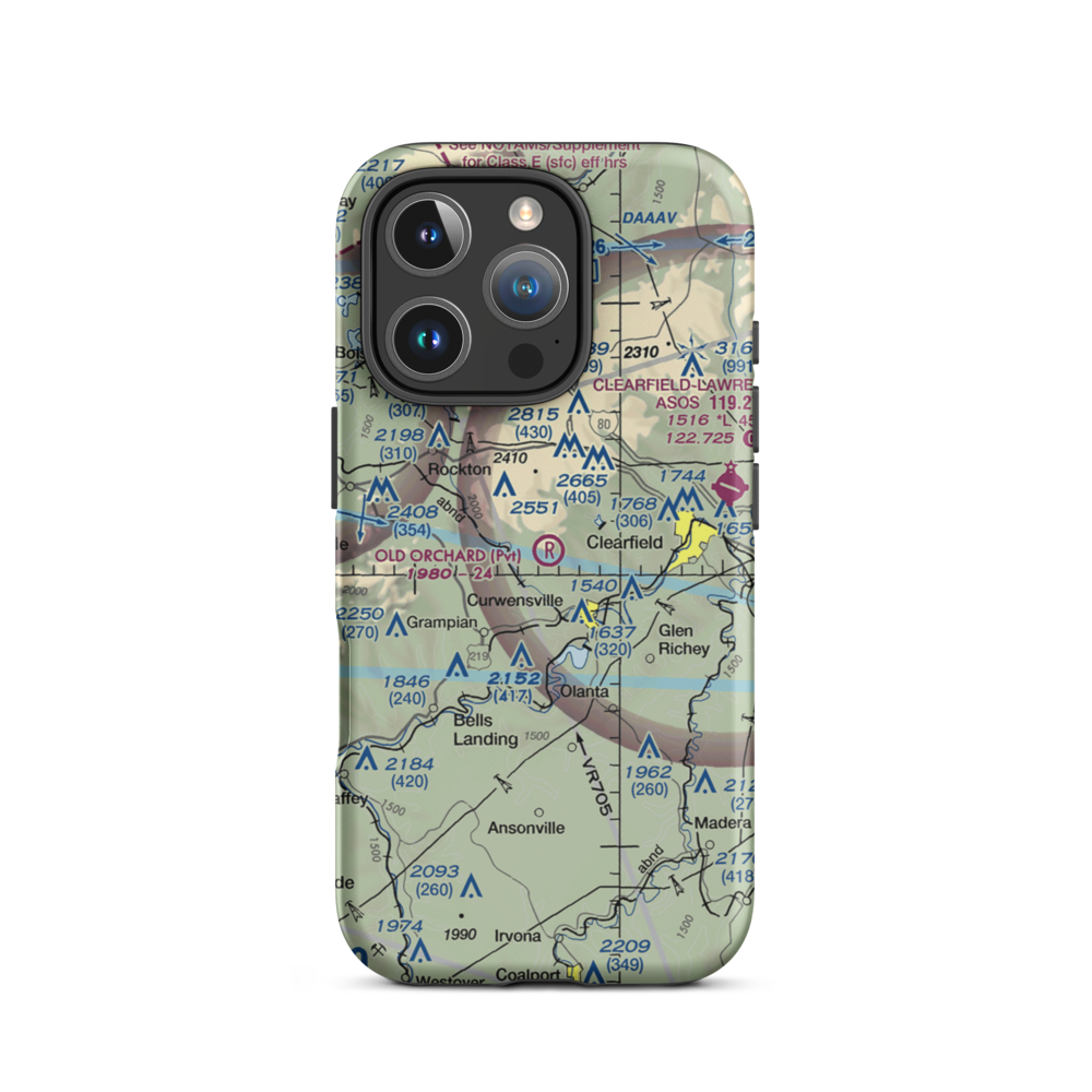 Old Orchard Airport (0PS4) VFR Sectional  Tough iPhone Case iPhone 16 Pro model shown
