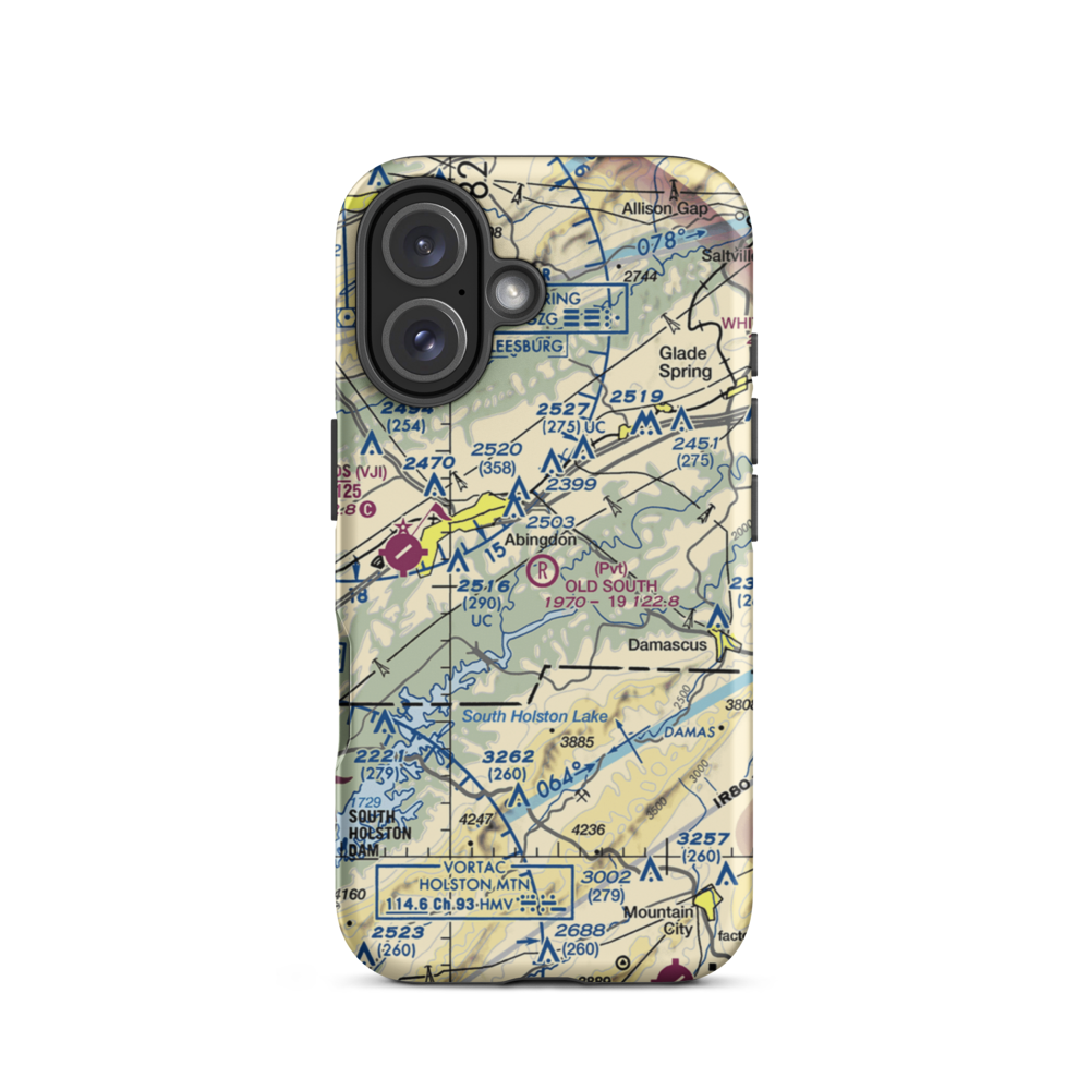 Old South Aerodrome (32VA) VFR Sectional  Tough iPhone Case iPhone 16 model shown